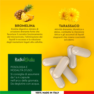 RadiciVitalia Bromelina Drenante Forte 500mg Integratore 5000 GDU/g