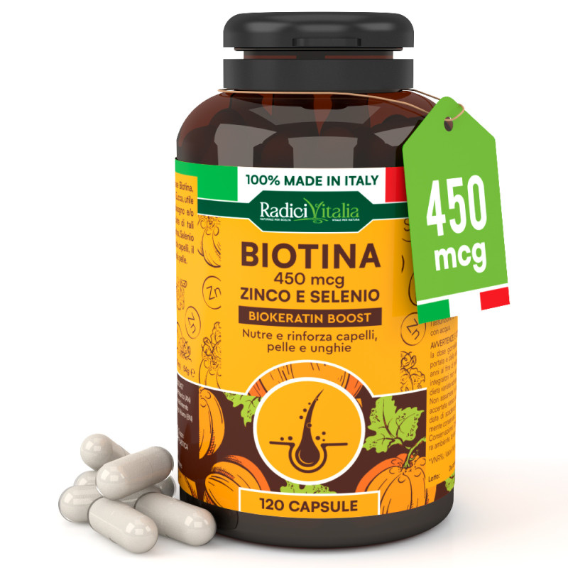 RadiciVitalia Biotina Zinco e Selenio 450mcg Integratore Vitamina B7