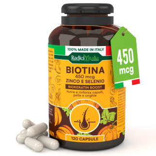 RadiciVitalia Biotina Zinco e Selenio 450mcg Integratore Vitamina B7