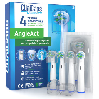 CliniCaps AngleAct Testine Spazzolino Elettrico Setole Angolate