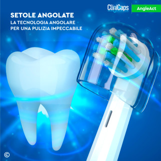 CliniCaps AngleAct Testine Spazzolino Elettrico Setole Angolate