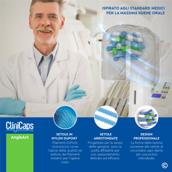 CliniCaps AngleAct Testine Spazzolino Elettrico Setole Angolate