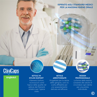 CliniCaps AngleAct Testine Spazzolino Elettrico Setole Angolate