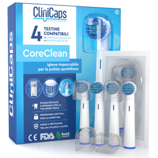CliniCaps CoreClean Testine Spazzolino Elettrico Setole Regular