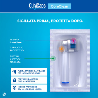 CliniCaps CoreClean Testine Spazzolino Elettrico Setole Regular