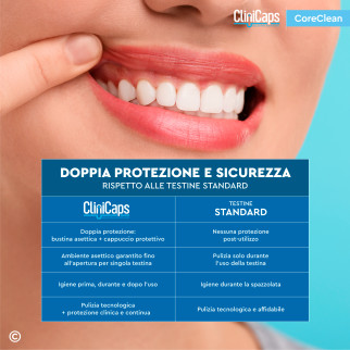 CliniCaps CoreClean Testine Spazzolino Elettrico Setole Regular