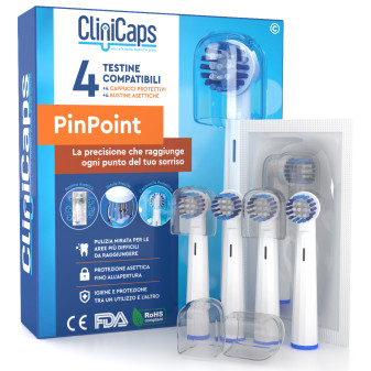 CliniCaps PinPoint Testine Spazzolino Elettrico Setole Precise