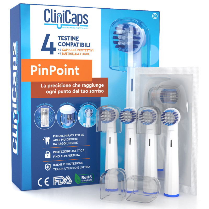 CliniCaps PinPoint Testine Spazzolino Elettrico Setole Precise