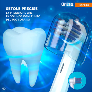 CliniCaps PinPoint Testine Spazzolino Elettrico Setole Precise
