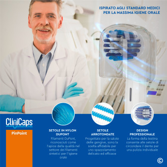 CliniCaps PinPoint Testine Spazzolino Elettrico Setole Precise