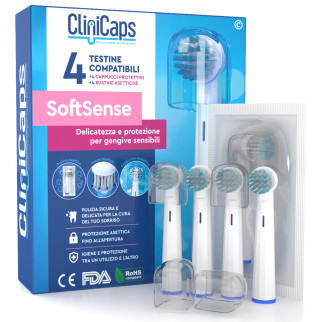 CliniCaps SoftSense Testine Spazzolino Elettrico Setole Morbide