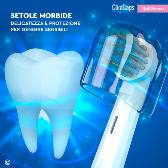 CliniCaps SoftSense Testine Spazzolino Elettrico Setole Morbide
