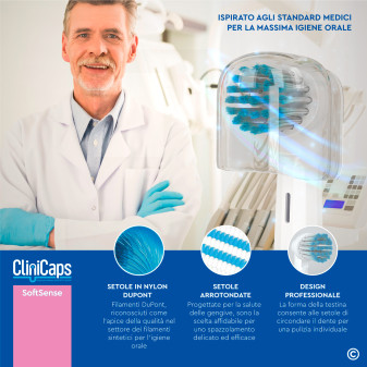 CliniCaps SoftSense Testine Spazzolino Elettrico Setole Morbide