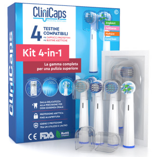 CliniCaps Kit 4-in-1 Testine Spazzolino Elettrico Oral-B