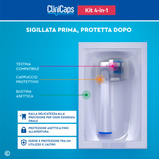 CliniCaps Kit 4-in-1 Testine Spazzolino Elettrico Oral-B