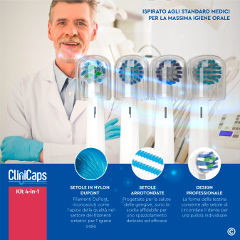 CliniCaps Kit 4-in-1 Testine Spazzolino Elettrico Oral-B