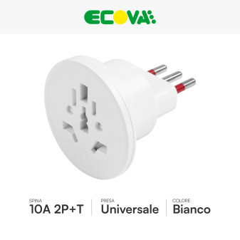 Ecova Adattatore Universale Spina Standard Italiana 10A 2P+T