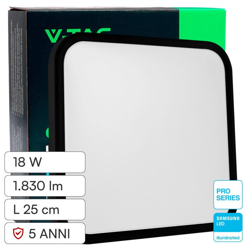 V-Tac Pro VT-8618 Plafoniera LED Quadrata 18W