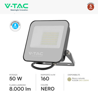 V-Tac VT-44051 Faro LED 50W Faretto SMD IP65 160 lm/W