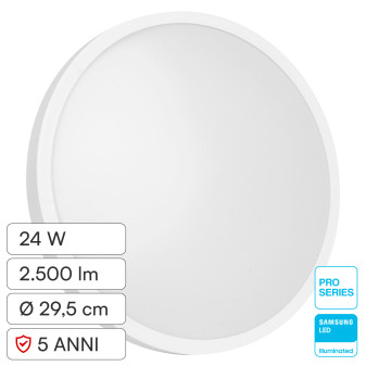 V-Tac Pro VT-8624 Plafoniera LED Rotonda 24W SMD Chip Samsung IP44