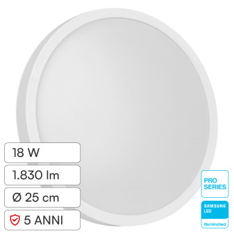 V-Tac Pro VT-8618 Plafoniera LED Rotonda 18W SMD Chip Samsung IP44