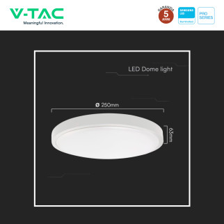 V-Tac Pro VT-8618 Plafoniera LED Rotonda 18W SMD Chip Samsung IP44