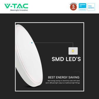 V-Tac Pro VT-8618 Plafoniera LED Rotonda 18W SMD Chip Samsung IP44