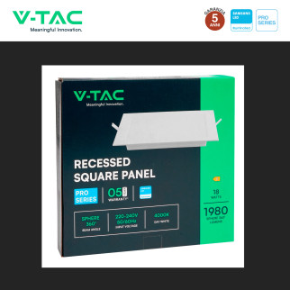 V-Tac Pro VT-61018 Pannello LED Quadrato 18W SMD Chip Samsung