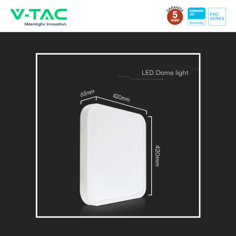 V-Tac Pro VT-8630 Plafoniera LED Quadrata 48W Chip Samsung IP44