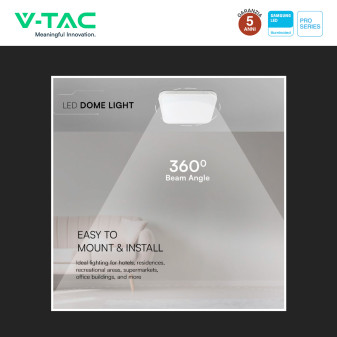 V-Tac Pro VT-8630 Plafoniera LED Quadrata 48W Chip Samsung IP44