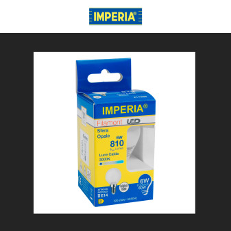 Imperia Lampadina LED E14 6W MiniGlobo P45 Filament in Vetro