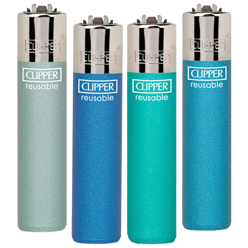 Clipper Large Accendino a Pietrina Metallic Aqua 4 Accendini