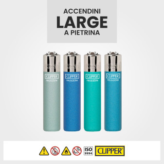 Clipper Large Accendino a Pietrina Metallic Aqua 4 Accendini