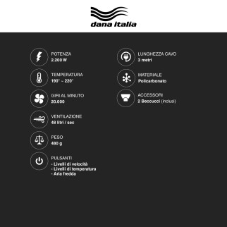 Asciugacapelli Professionale Compact Light 2200W Dana Italia