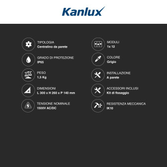 Kanlux Ideal Centralino da Parete 1x12P IK10 Colore Grigio