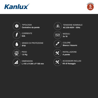 Kanlux Ideal Centralino da Parete 2x18P 63A Grado IK10