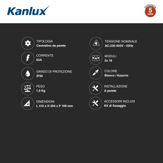 Kanlux Ideal Centralino da Parete 2x18P 63A Grado IK10