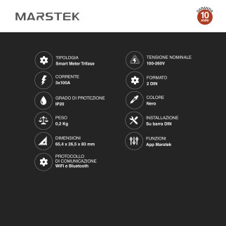 Sossen Marstek Misuratore Batteria Trifase 100-260V Wifi Bluetooth