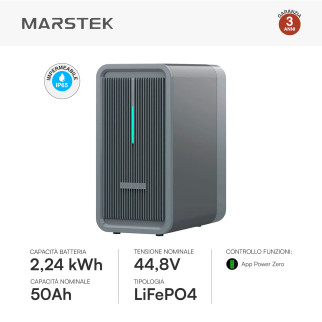Marstek Batteria BMS LiFePO4 44,8V 50Ah 2,24kWh IP65 Balcone CEI 0-21