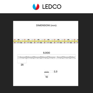 LEDCO Striscia LED 2835 Flessibile 100W 240 LED/m IP54 CRI≥90 5m