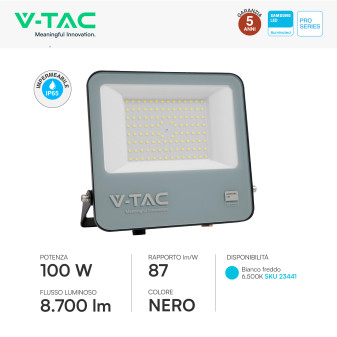 V-Tac VT-44104 Faro LED 100W Faretto SMD Chip Samsung IP65