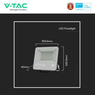 V-Tac VT-44104 Faro LED 100W Faretto SMD Chip Samsung IP65