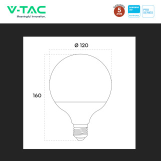 V-Tac Pro VT-288 Lampadina LED E27 18W Globo G120 SMD