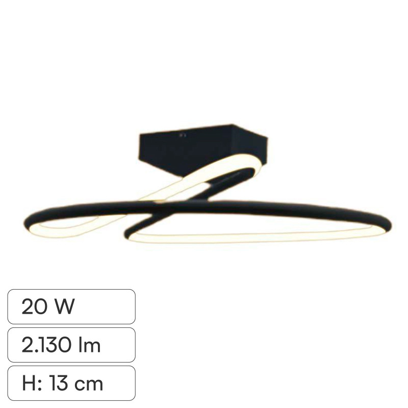 V-Tac VT-7763 Lampadario LED a Superficie 20W SMD Colore Nero