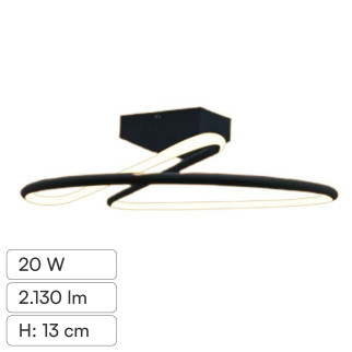 V-Tac VT-7763 Lampadario LED a Superficie 20W SMD Colore Nero