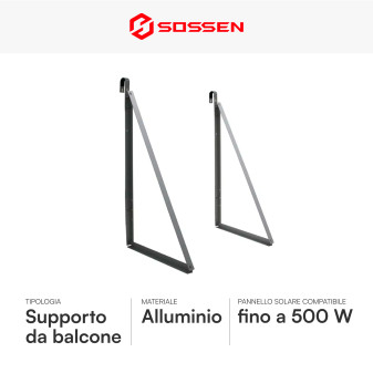 Sossen Supporto da Balcone per Pannello Solare Fino a 500W
