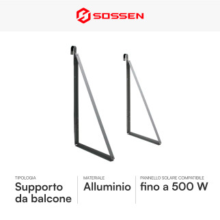 Sossen Supporto da Balcone per Pannello Solare Fino a 500W