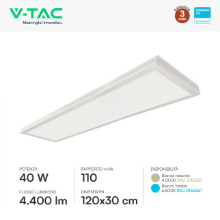 V-Tac Pro VT-6147 Pannello LED Rettangolare 120x30 40W