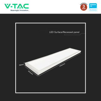 V-Tac Pro VT-6147 Pannello LED Rettangolare 120x30 40W