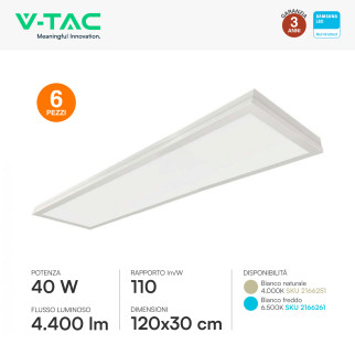 V-Tac Pro VT-6147 6 Pannelli LED Rettangolari 120x30 40W